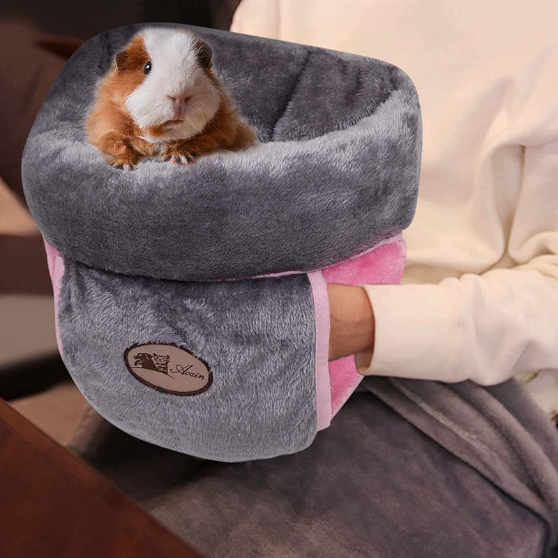 YUEPET Guinea Pig Bed Cuddle Cave Warm Fleece Cozy House Bedding Sleeping Cushion Cage Nest for Small Animal Squirrel Chinchilla Rabbit Hedgehog Cage Accessories (Grey) - Image 4